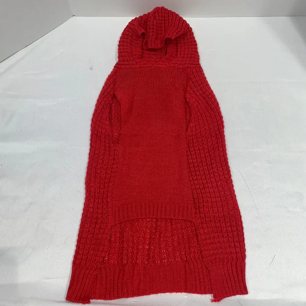 Vibrant Life Red Knit Dog Hoodie Sweater Spoiled Patch Medium Pet Apparel